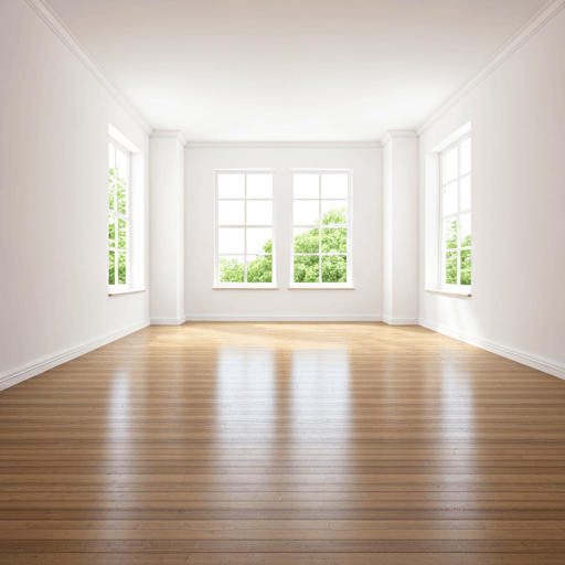 An empty, freshly painted bedroom with polished hardwood floors ready for move-in.